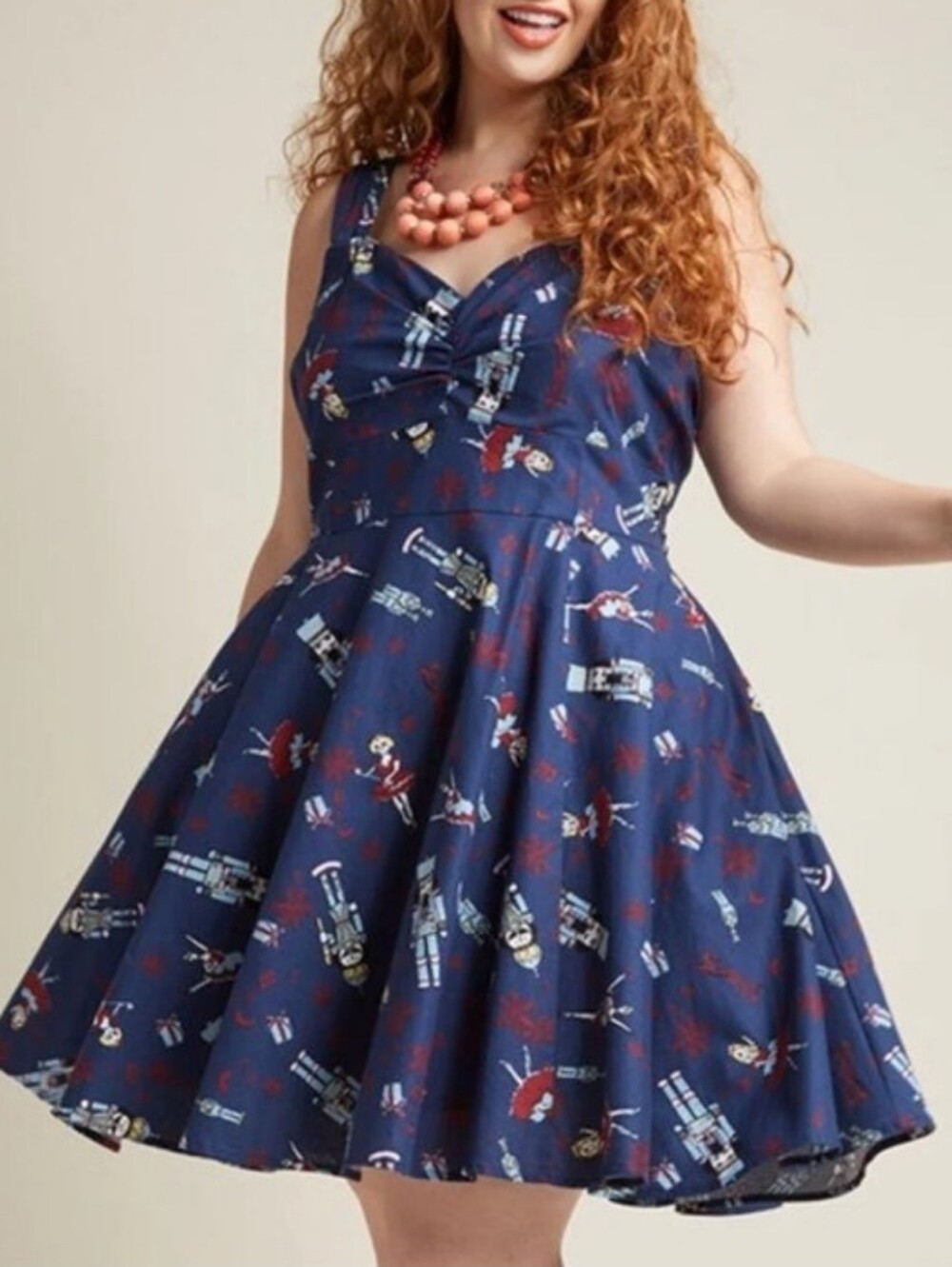 Modcloth Navy Nutcracker Fit-and-Flare Dress